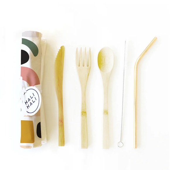 Eco Friendly 6 pc Reusable Cutlery Set - Playful - Picture 1 of 2